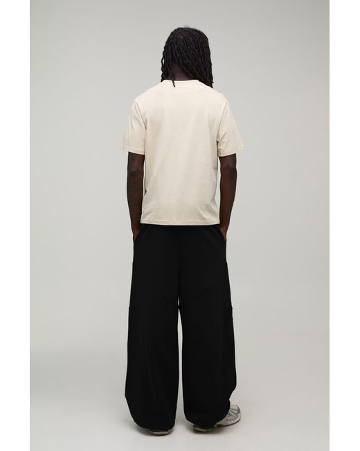 BoohooMAN Black Extreme Wide Leg Exposed Seam Toggle Hem Jogger for men