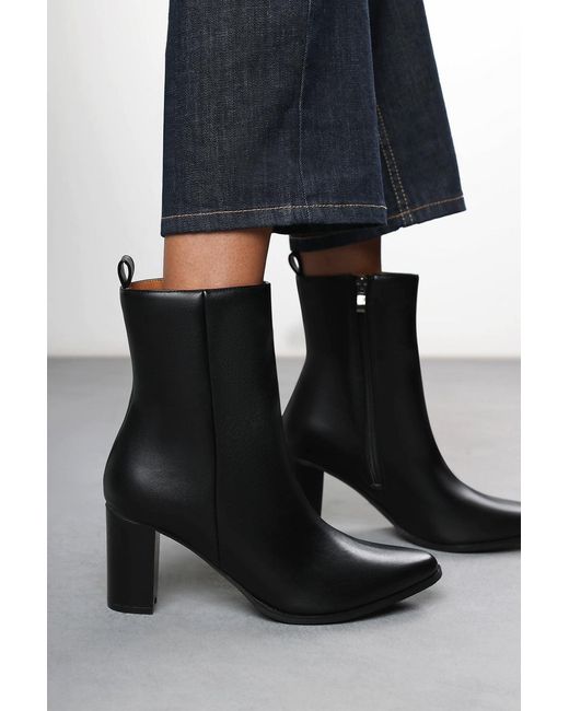 Where's That From Black Wheres 'Greta' Faux Leather Pointed Toe Ankle Boots With Block Heel