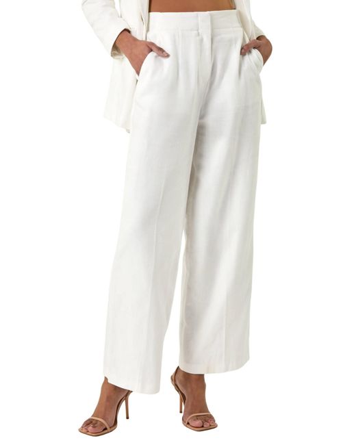 Roman White Smart Twill Wide Leg Pocket Trouser