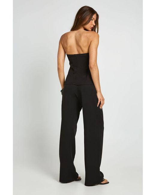 Boohoo Black Pleat Detail Wide Leg Tailored Trousers