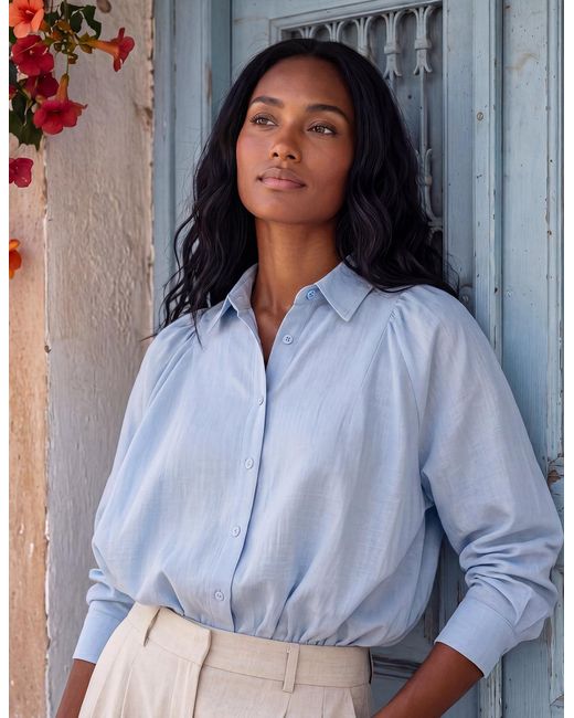 Blue Vanilla Blue Relaxed Button-Up Shirt