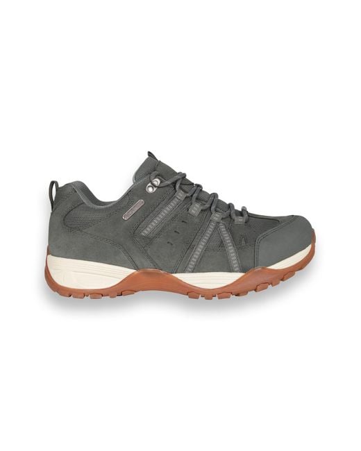 Mountain Warehouse Gray 'Direction Ii' Walking Shoes With Rubber Outsole Waterproof Cosy Sneaker Leather