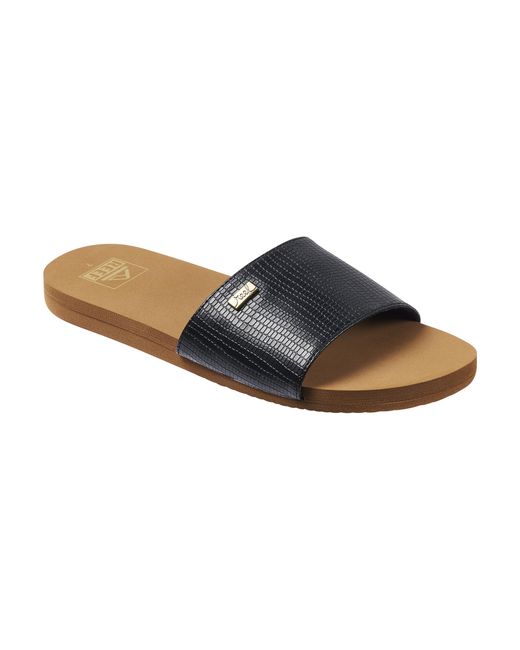 Reef Black Bliss Nights Slide/Tan Leather
