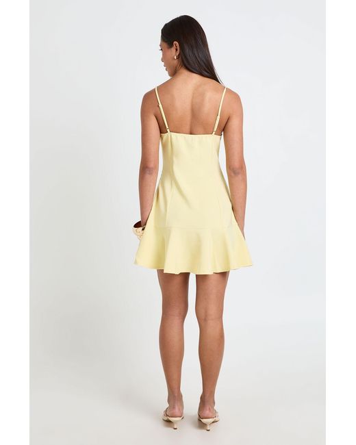 Boohoo Natural Stretch Crepe Cami Bust Cup Frill Hem Mini Dress
