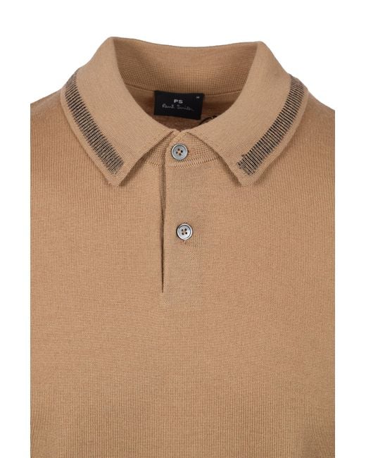 Paul Smith Natural Merino Sweater Ss Polo Cotton for men