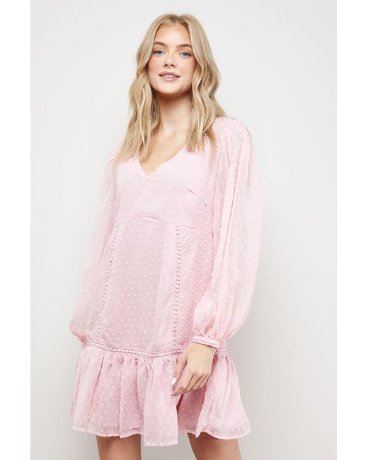 Oasis Pink Petite Trim Insert Detail Mini Dress