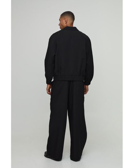 BoohooMAN Black Tailored Co-Ord Regular Fit Trucker Jacket for men