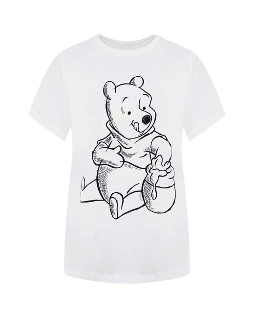 Disney White Winnie The Pooh Sketch T-Shirt Cotton