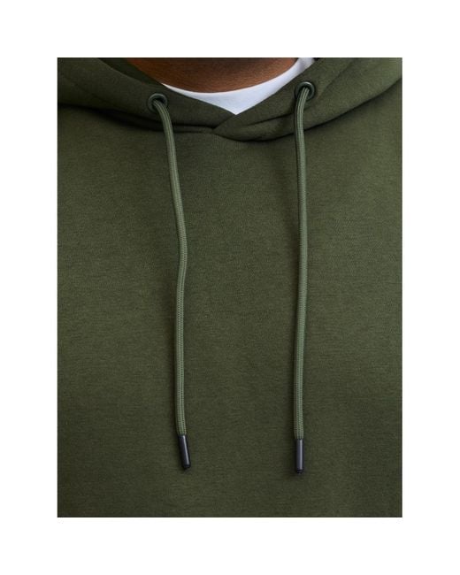 Jack & Jones Green Big Size Pullover Hoodie Relaxed Fit for men