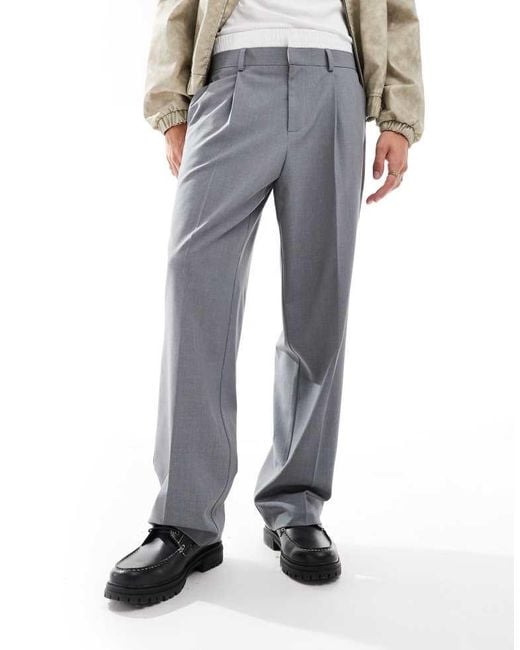 ASOS White Wide Leg Smart Trouser With A Contrast Waistband for men