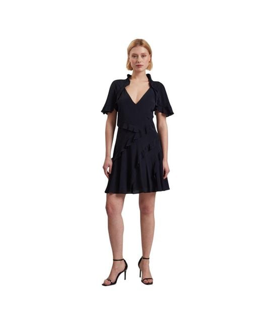 Ted Baker Blue Jojii Frill Detail Mini Dress