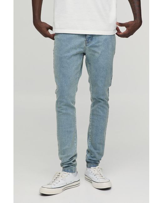 BoohooMAN Blue Basic Skinny Fit Jeans for men