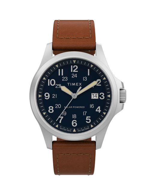 Timex Brown Field Post Solar Watch Tw2V03600 Leather for men