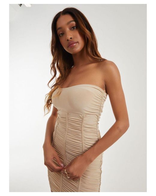 Pink Vanilla Natural Ruched Corset Bandeau Mini Dress