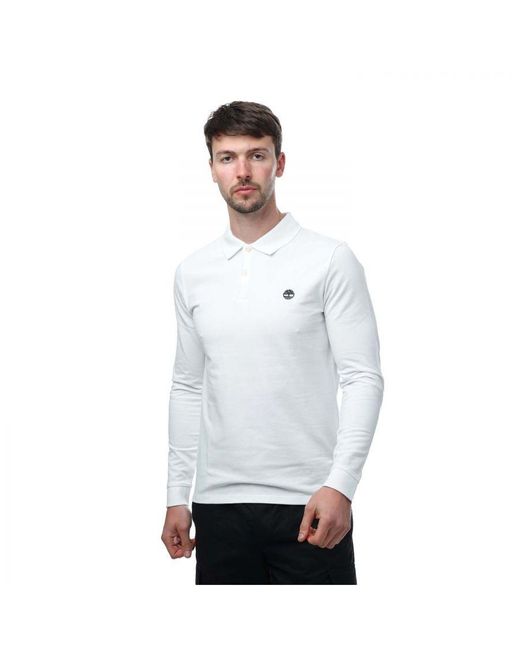 Timberland White Millers River Ls Slim Polo Shirt for men