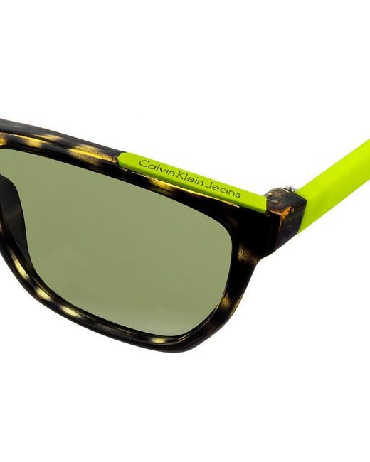 Calvin Klein Yellow Acetate Sunglasses With Rectangular Shape Ckj757S
