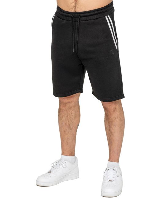 Kruze By Enzo Kruze | Fleece Shorts Met Tape in het Black voor heren