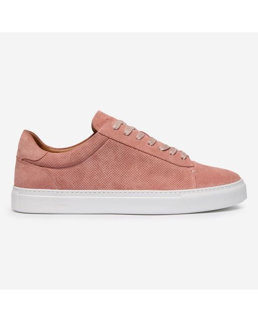Oliver Sweeney Pink Perforated Calf Suede Cupsole Trainers for men
