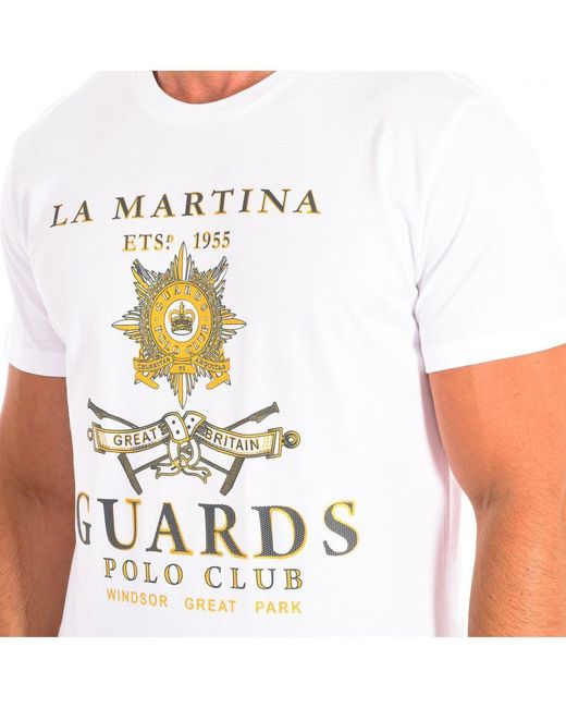 La Martina White Short Sleeve T-shirt Tmrg30-js206 Man Cotton for men