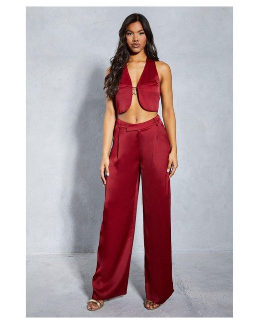 MissPap Textured Satin Trim Sleeveless Top