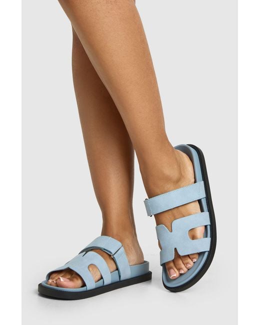 Boohoo White Cut Out Flat Sliders