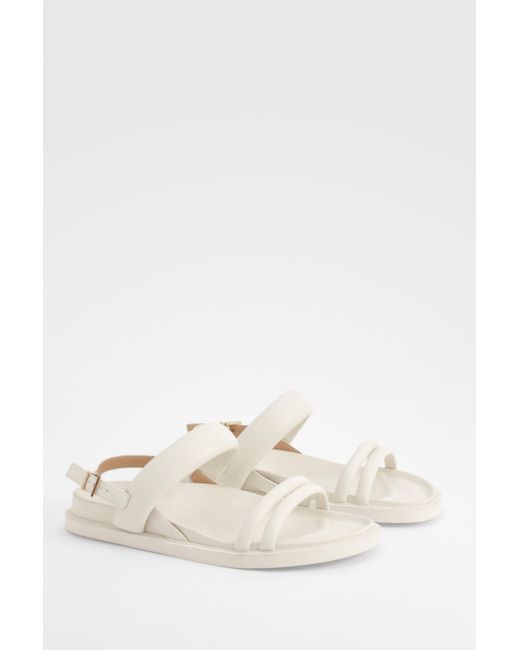 Boohoo Natural Wide Fit Double Strap Slingback Dad Sandals