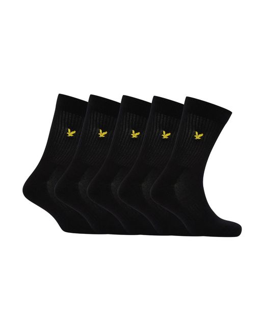 Lyle & Scott Black Camdyn 5 Pack Sport Sock for men