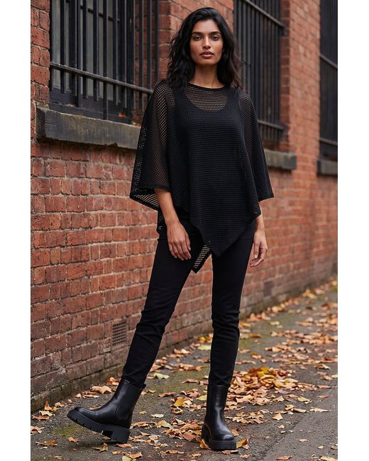 Roman Black Textured Cape Top
