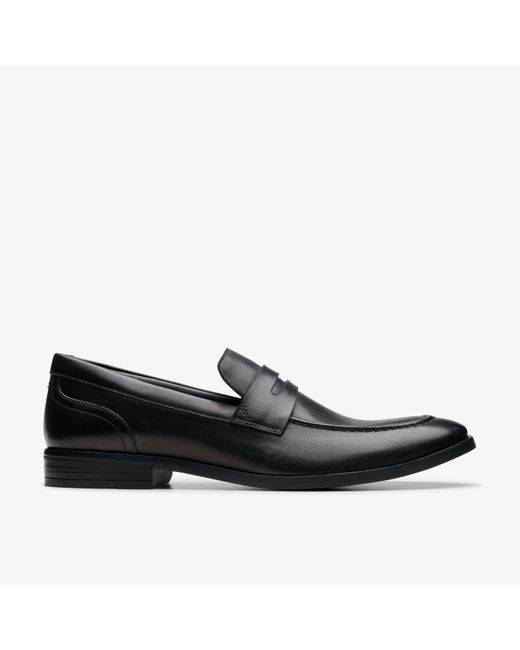 Clarks Black Brandon Step Leather Shoes for men
