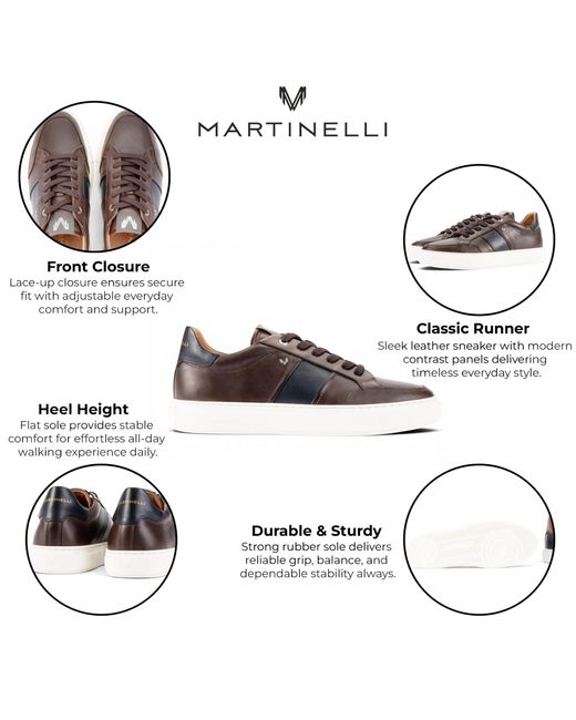 Infinity Leather Brown Martinelli Sneakers Trainer Shoes for men
