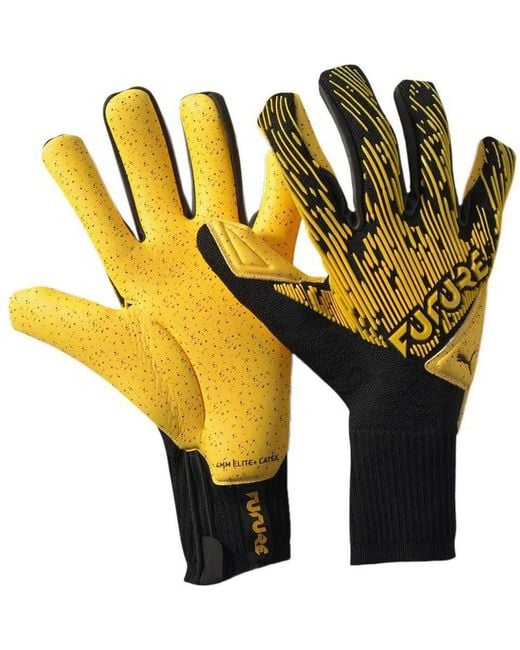 PUMA Yellow Future Grip 5.1 Hybrid Goalkeeper Gloves for men