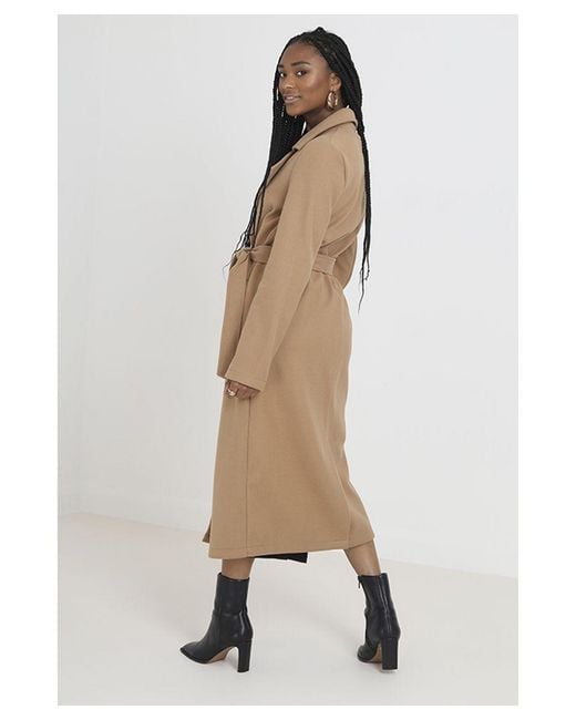 Brave Soul Natural 'Virgo' Maxi Double Breasted Faux Wool Coat