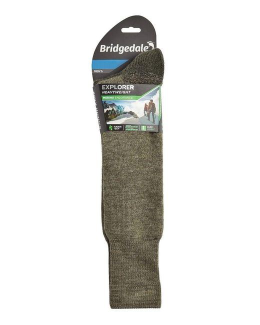 Bridgedale Green Outdoor Merino Wool Knee High Socks for men