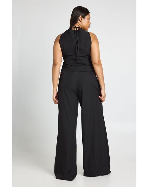 Boohoo Blue Plus Tailored Wide Leg Trousers