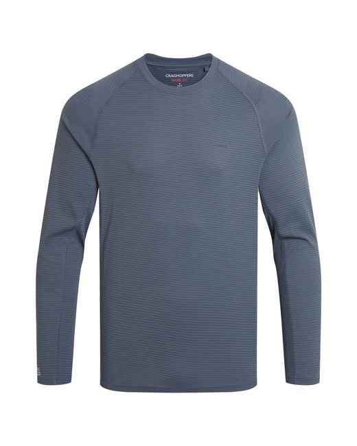 Craghoppers Blue Solarshield+ Nosilife Long-Sleeved T-Shirt (Dark Pewter) for men