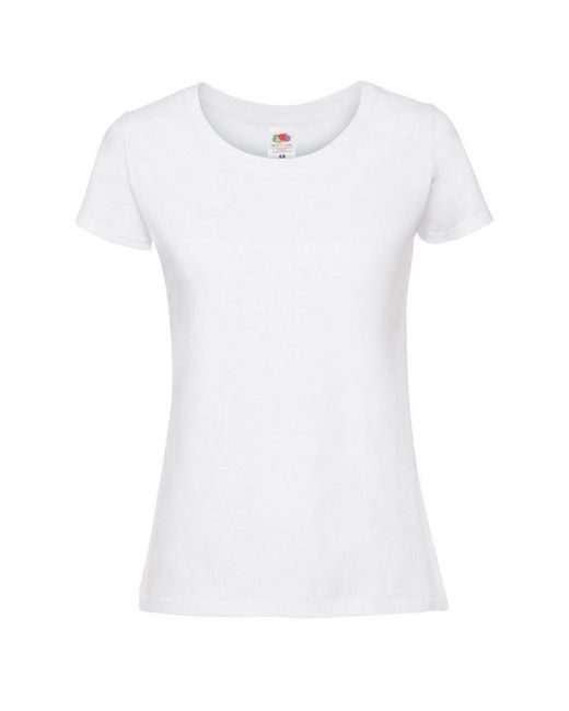 Fruit Of The Loom Vrouwen / Dames Ringgesponnen Premium T-shirt (snow) in het White