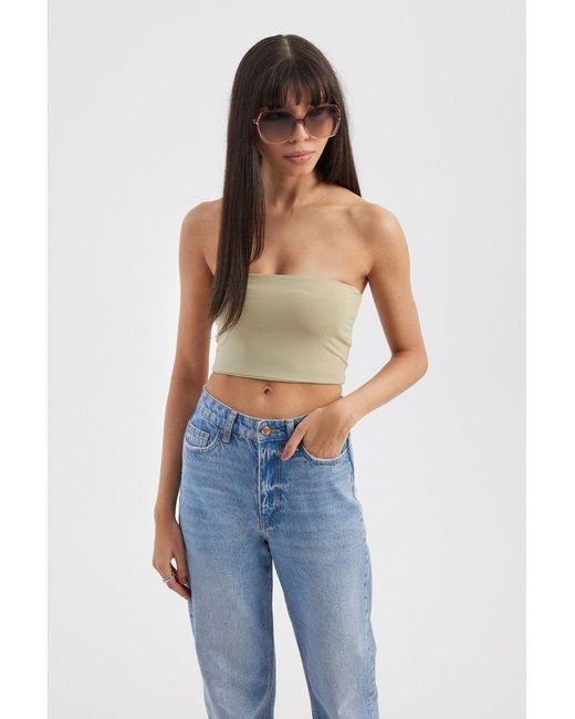 Hiccup Blue Strapless Basic Crop Top