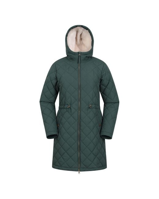 Mountain Warehouse Green Ladies Missouri Quilted Faux Fur Lined Jacket