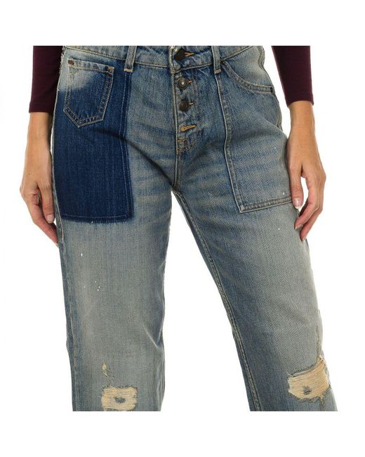 Armani Blue Long Worn And Torn Effect Denim Pants 6Y5J13-5D2Yz