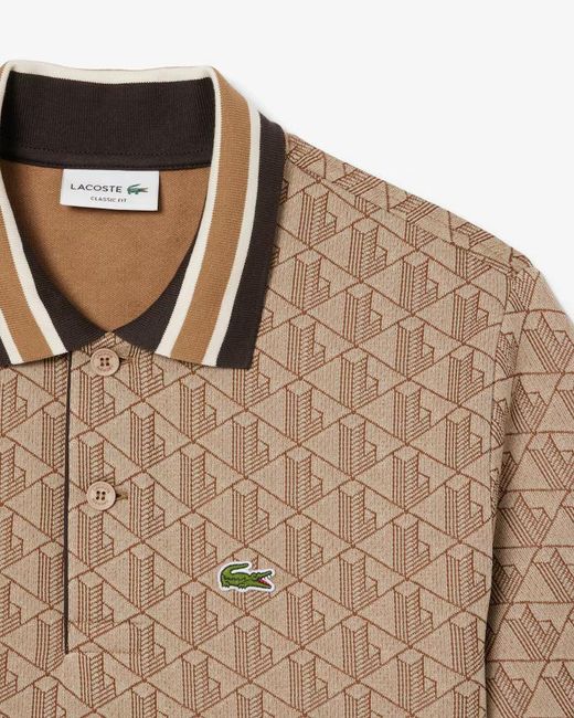 Lacoste Natural Monogram Polo- Cotton for men
