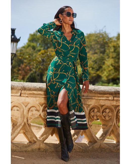 Chain print midi dress online