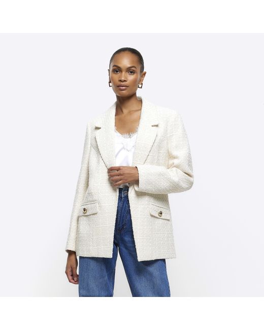 River Island White Blazer Petite Boucle