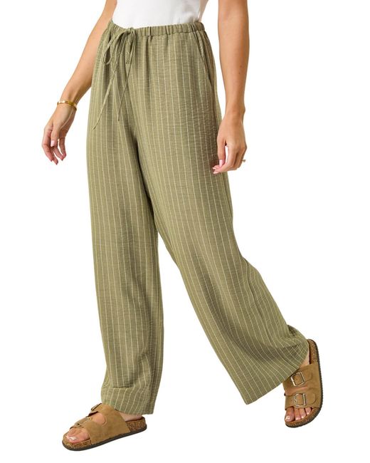 Roman Green Petite Stripe Pull On Stretch Trouser