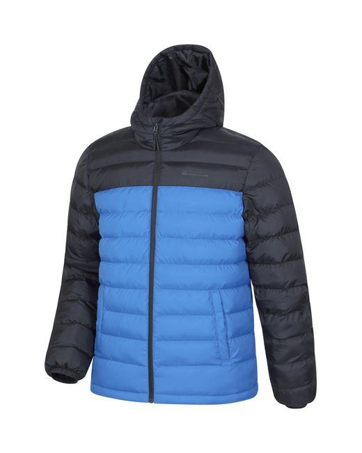 Mountain Warehouse Blue 'Season' Padded Jacket With Side Pockets Water Resistant Warm Coat for men