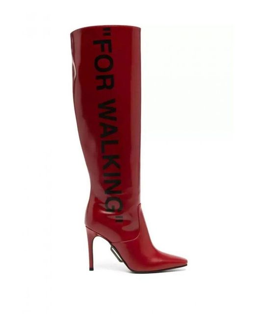 Off-White c/o Virgil Abloh Red Off- Leather Boot