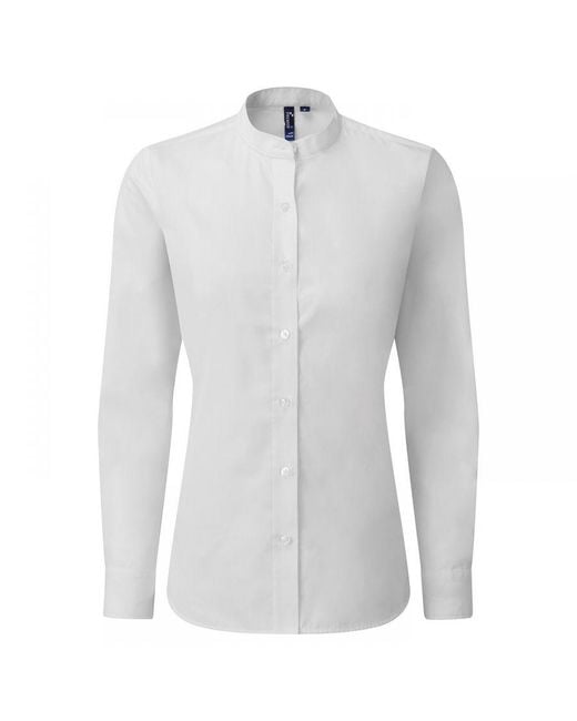 PREMIER White Ladies Grandad Collar Formal Shirt ()