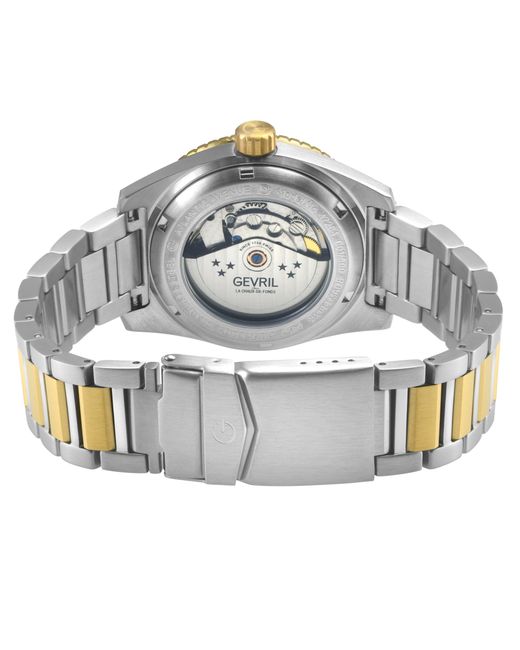 Gevril Gray Atlantic Avenue 316L Stainless Steel Case, Ceramic Bezel, Embossed Dial, Two Toned Ss/Ipyg Bracelet for men