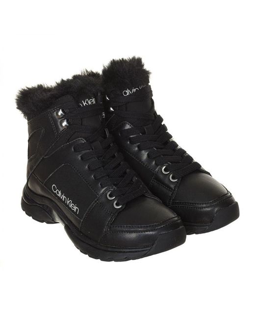 Calvin Klein Black Candal High-Top Leather And Textile Sneaker B4N12174