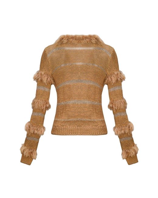 Andreeva Multicolor Sundown Handmade Knit Sweater With Pearl Buttons