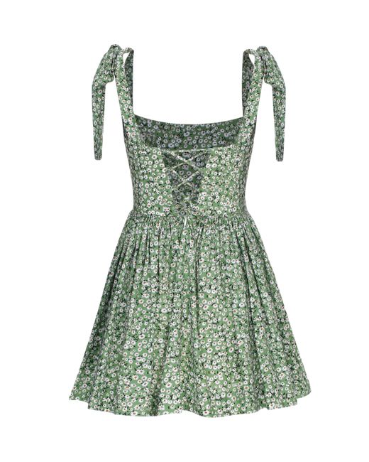 NAZLI CEREN Green Audree Floral Print Poplin Mini Dress